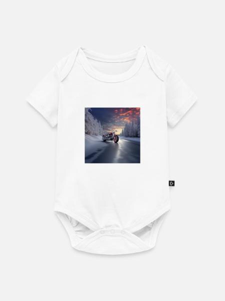 Winterliche Autobahn-Motorradfahrt - Baby Premium Kurzarmbody - Weiß