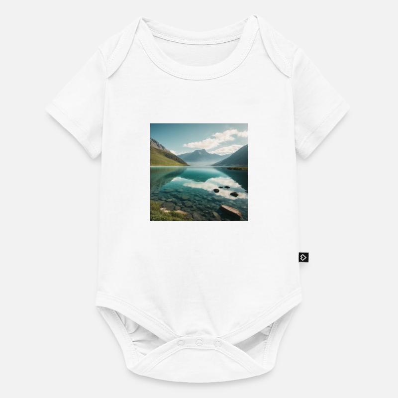 Panorama de montagne avec lac - Body à manches courtes Premium Bébé - blanc