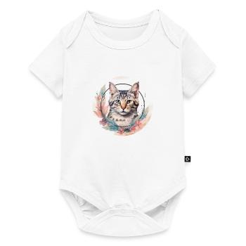American Shorthair Cat Boho Elemente, LCats - Body à manches courtes Premium Bébé - blanc - Devant