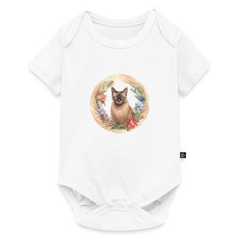 Chat birman Boho éléments, chats d’amour - Body à manches courtes Premium Bébé - blanc - Devant