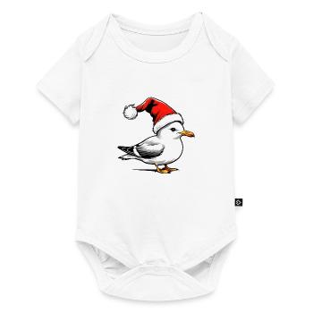 Weihnachts-Möwe mit Mütze - Baby Premium Kurzarmbody - Weiß - Vorne