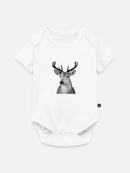 Modernes Reh - Baby Premium Kurzarmbody - Weiß