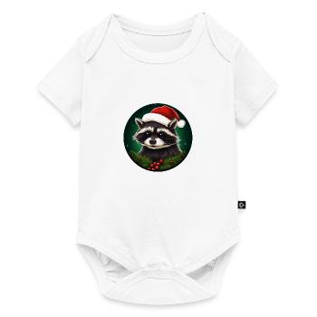 Mignon raton laveur père noël souhaite joyeux Noël - Body à manches courtes Premium Bébé - blanc - Devant