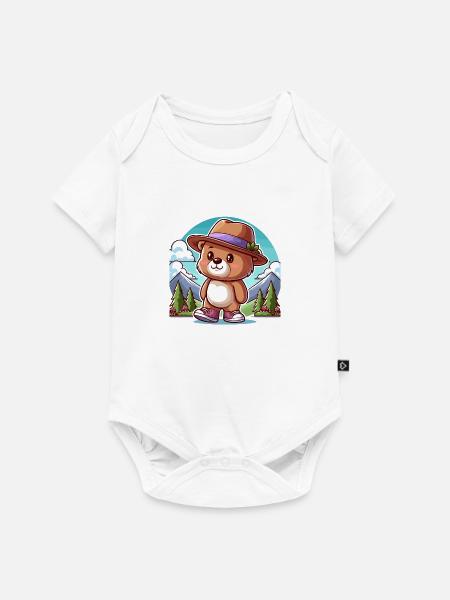 Süßer Bär mit Hut - Baby Premium Kurzarmbody - Weiß