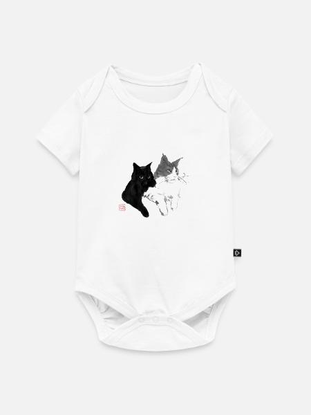2 Katzen - Baby Premium Kurzarmbody - Weiß