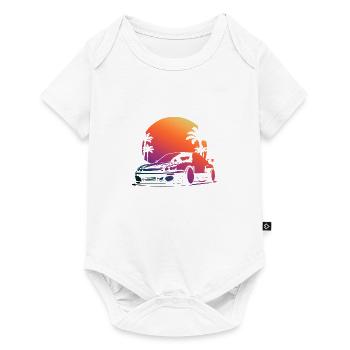beautiful car sun setting in the background - Baby Premium short-sleeve bodysuit - white - Front