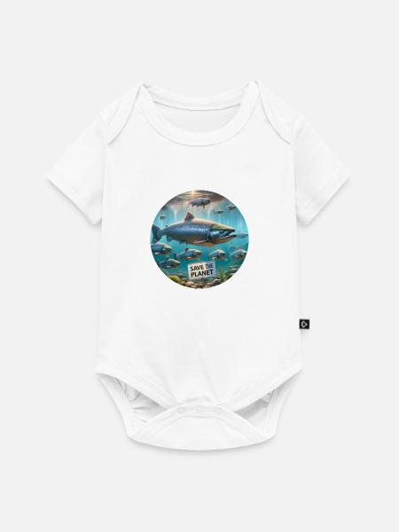 Lachs Familie - Baby Premium Kurzarmbody - Weiß