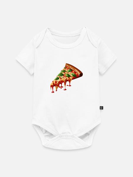 Pizzastück 3D - Baby Premium Kurzarmbody - Weiß