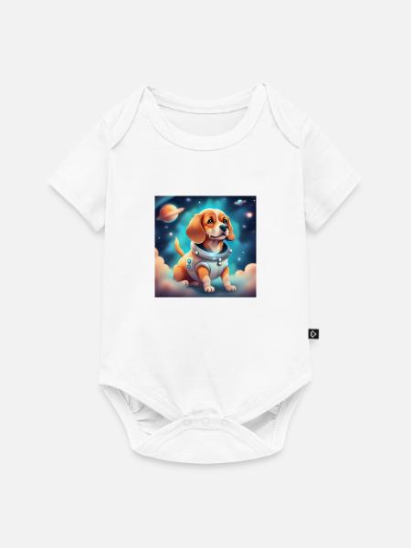 Niedlicher Hund im Weltraum - Baby Premium Kurzarmbody - Weiß