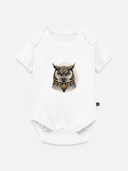 Eule Porträt - Baby Premium Kurzarmbody - Weiß
