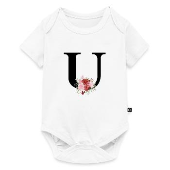 Red Floral U Letter - Baby Premium short-sleeve bodysuit - white - Front
