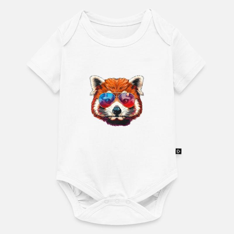 Panda roux Petit Panda - Body à manches courtes Premium Bébé - blanc