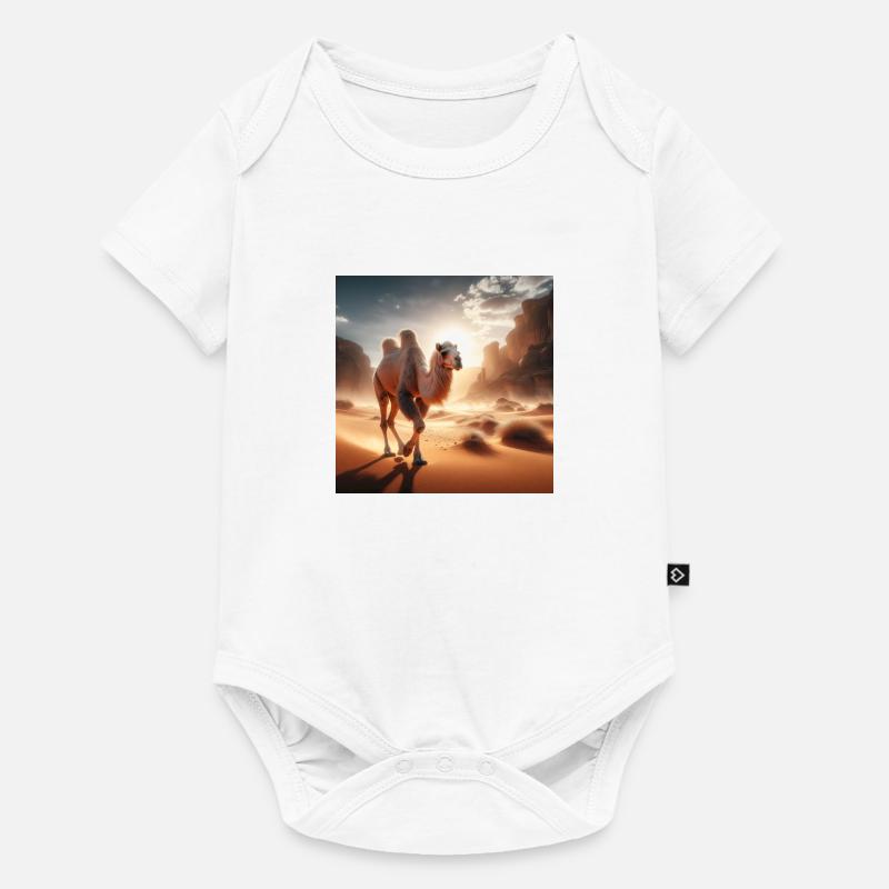 echtes Kamel in der Wüste A4 - Baby Premium Kurzarmbody - Weiß