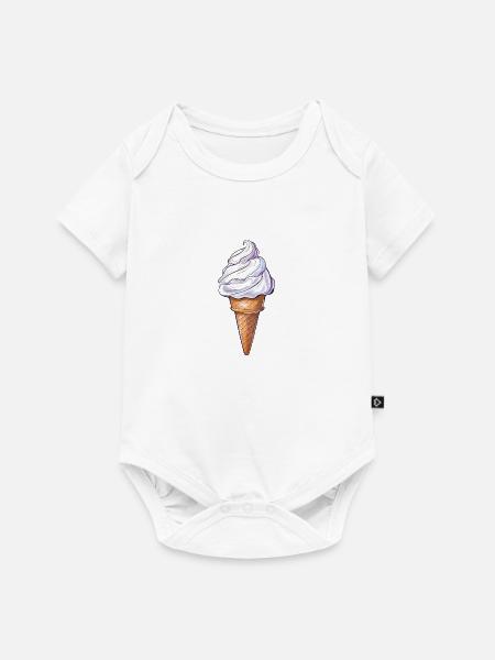 Sommersüße Eistüte Mit Sahnehäubchen - Baby Premium Kurzarmbody - Weiß