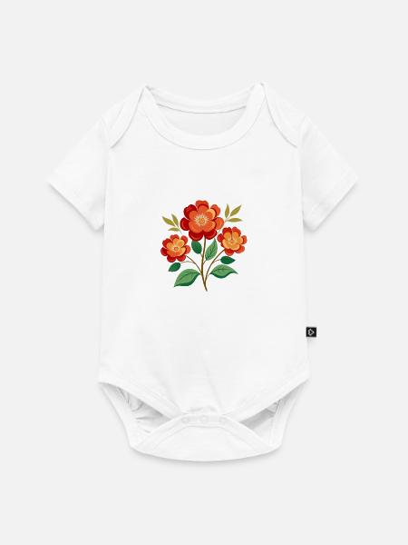 Vintage Blumen in Rot - Baby Premium Kurzarmbody - Weiß