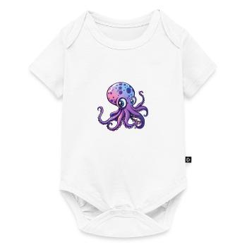 Cute Purple Octopus with Big Eyes - Baby Premium short-sleeve bodysuit - white - Front