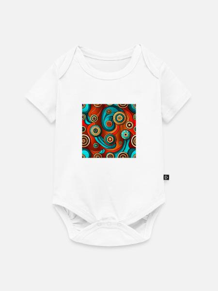 Modernes Ajrakh Nahtloses Muster - Baby Premium Kurzarmbody - Weiß