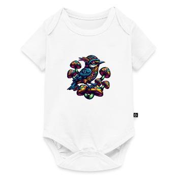 Bunter Vogel mit Pilzen - Baby Premium Kurzarmbody - Weiß - Vorne