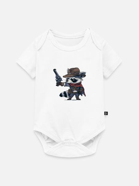 Waschbär-Western - Baby Premium Kurzarmbody - Weiß