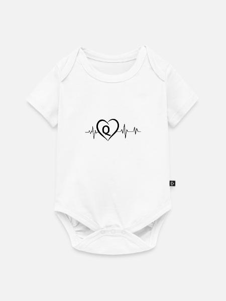 Heartbeat Buchstabe Q - Baby Premium Kurzarmbody - Weiß