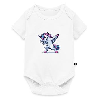 Unicorn Dabbing Einhorn - Baby Premium Kurzarmbody - Weiß - Vorne
