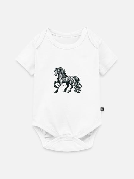 Reitpferd - Baby Premium Kurzarmbody - Weiß