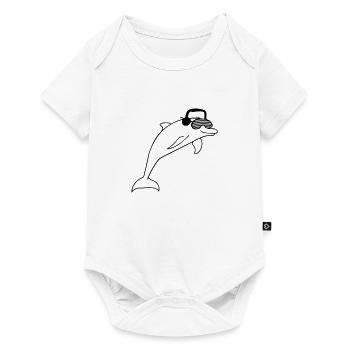 Cool DJ Dolphin Jumps Sunglasses Party Music - Baby Premium short-sleeve bodysuit - white - Front