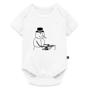 Hiver DJ Bonhomme de neige Mixeur Mixeur Fête de la musique - Body à manches courtes Premium Bébé - blanc - Devant