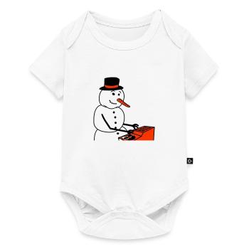 Winter DJ Snowman Mixer Mixer Music Party - Baby Premium short-sleeve bodysuit - white - Front