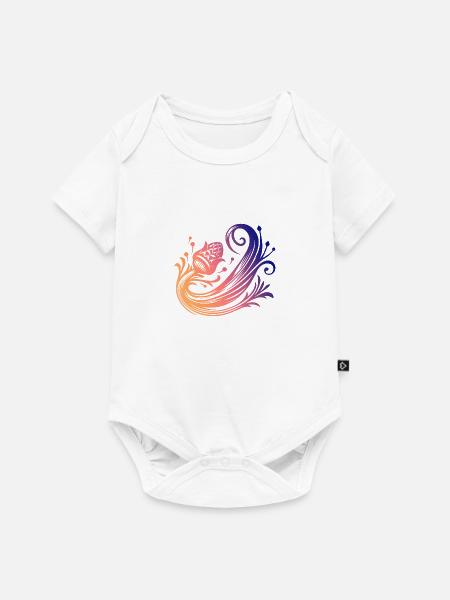 Ornamentales Blumendesign - Baby Premium Kurzarmbody - Weiß
