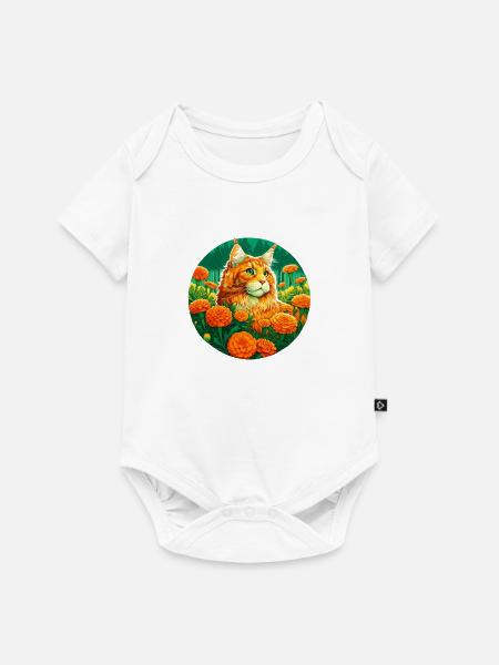 Ingwer Mainecoon Katze - Baby Premium Kurzarmbody - Weiß