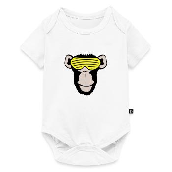 Funky Sonnenbrille Gorilla Cooler Party Affe Spaß - Baby Premium Kurzarmbody - Weiß - Vorne