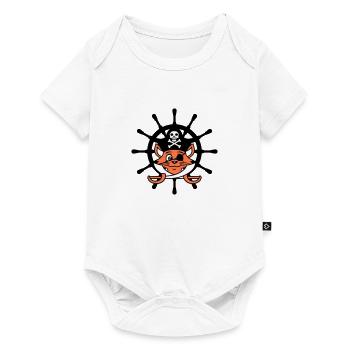 Pirate Cat Saber Volant Buccaneer Eye Patch - Body à manches courtes Premium Bébé - blanc - Devant
