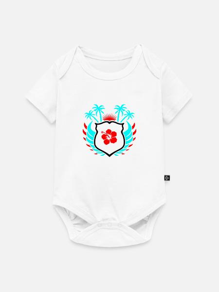 Paradise Hibiskus Blume - Baby Premium Kurzarmbody - Weiß