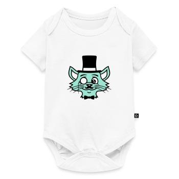 Sir Cat Gentleman Chapeau haut de forme Monocle Rich Gentleman - Body à manches courtes Premium Bébé - blanc - Devant