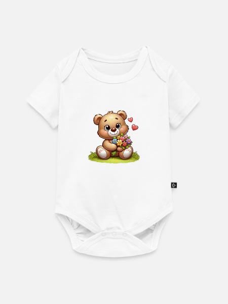 Teddybär 3 - Baby Premium Kurzarmbody - Weiß