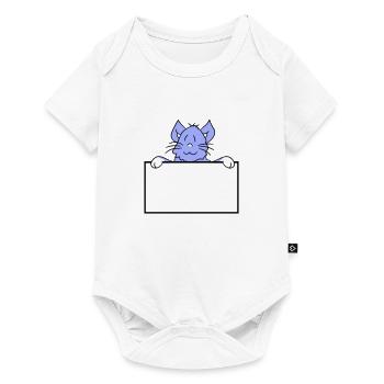 Hübsche Kleine Katze Guckt Versteckt Hinter Mauer - Baby Premium Kurzarmbody - Weiß - Vorne