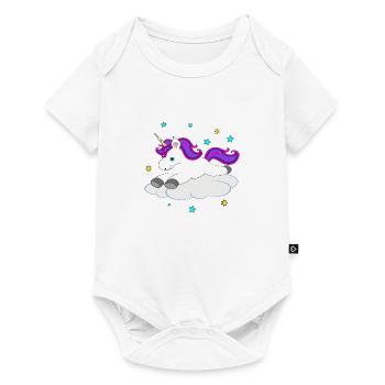 Süßes Einhorn auf Wolke - Baby Premium Kurzarmbody - Weiß - Vorne