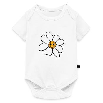 Petit drôle de fleur heureuse visage dessin animé - Body à manches courtes Premium Bébé - blanc - Devant
