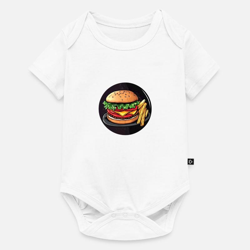 Klassischer Burger mit Pommes – Einfach lecker! - Baby Premium Kurzarmbody - Weiß