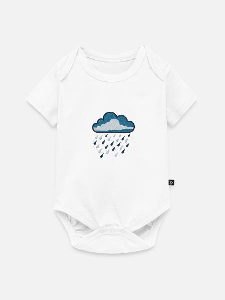 Gestickte Regenwolke - Baby Premium Kurzarmbody - Weiß