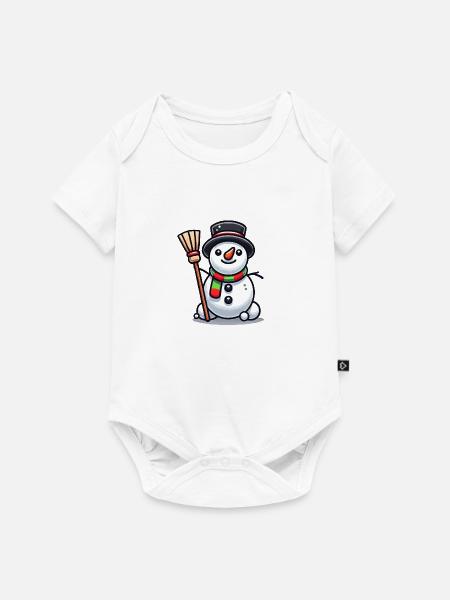 Schneemann Comic - Baby Premium Kurzarmbody - Weiß