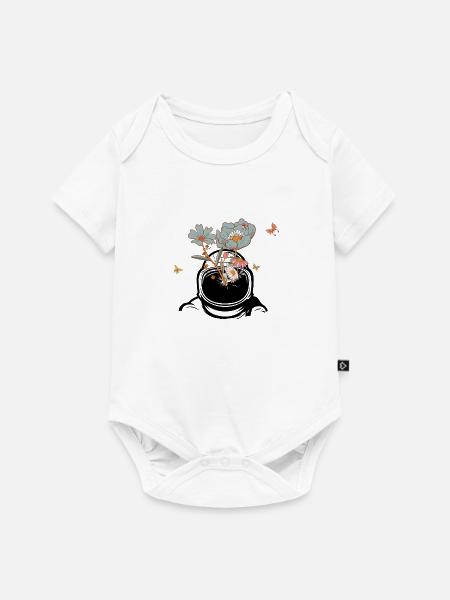 Astronaut mit Retro-Blumen - Geschenkidee - Baby Premium Kurzarmbody - Weiß
