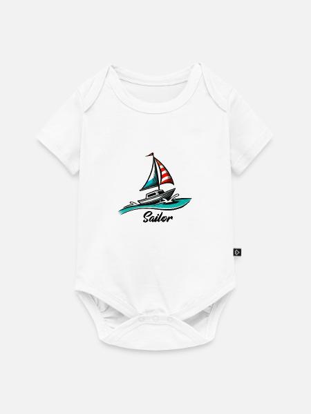 Boot Segeln - Baby Premium Kurzarmbody - Weiß