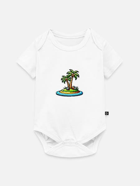 palmen insel - Baby Premium Kurzarmbody - Weiß