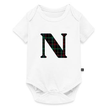 Monogramme n tartan écossais - Body à manches courtes Premium Bébé - blanc - Devant