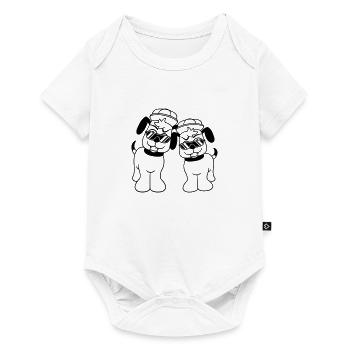 2 DJ chiens lunettes de soleil adolescent casquette casquette équipe - Body à manches courtes Premium Bébé - blanc - Devant