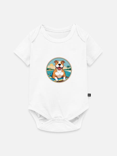 Pitbull Amerikanisches Bullymeer - Baby Premium Kurzarmbody - Weiß