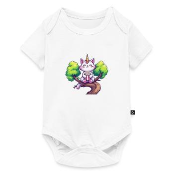Einhornkatze - Baby Premium Kurzarmbody - Weiß - Vorne
