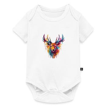 Farbenfoher Hirsch - Baby Premium Kurzarmbody - Weiß - Vorne